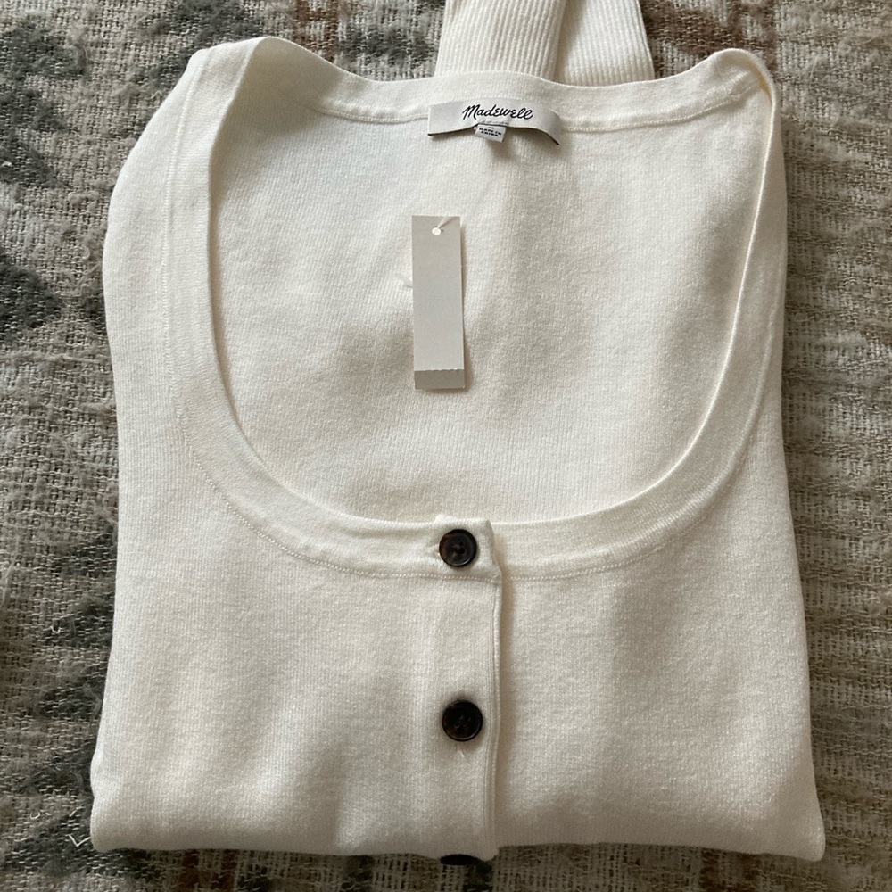 Madewell Cream Button-Down Knit Shirt